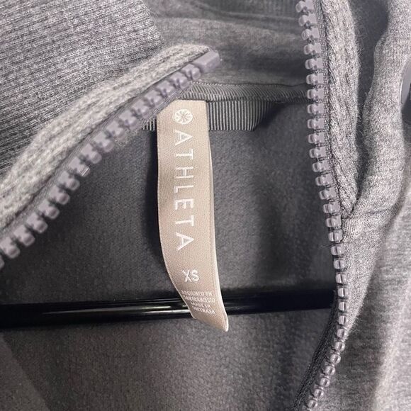 Athleta Grey Fleece Lined Hooded Zip Up Sweatshirt - Picture 6 of 7